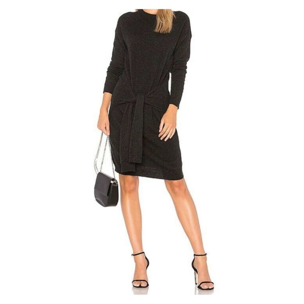 New $395 Vince Wool Cashmere Women Tie Waist Dress Size L